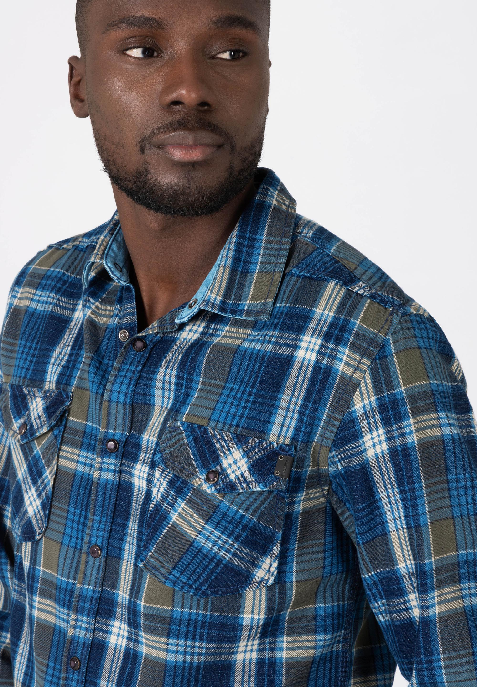 Indigo Check Shirt - kent colllar