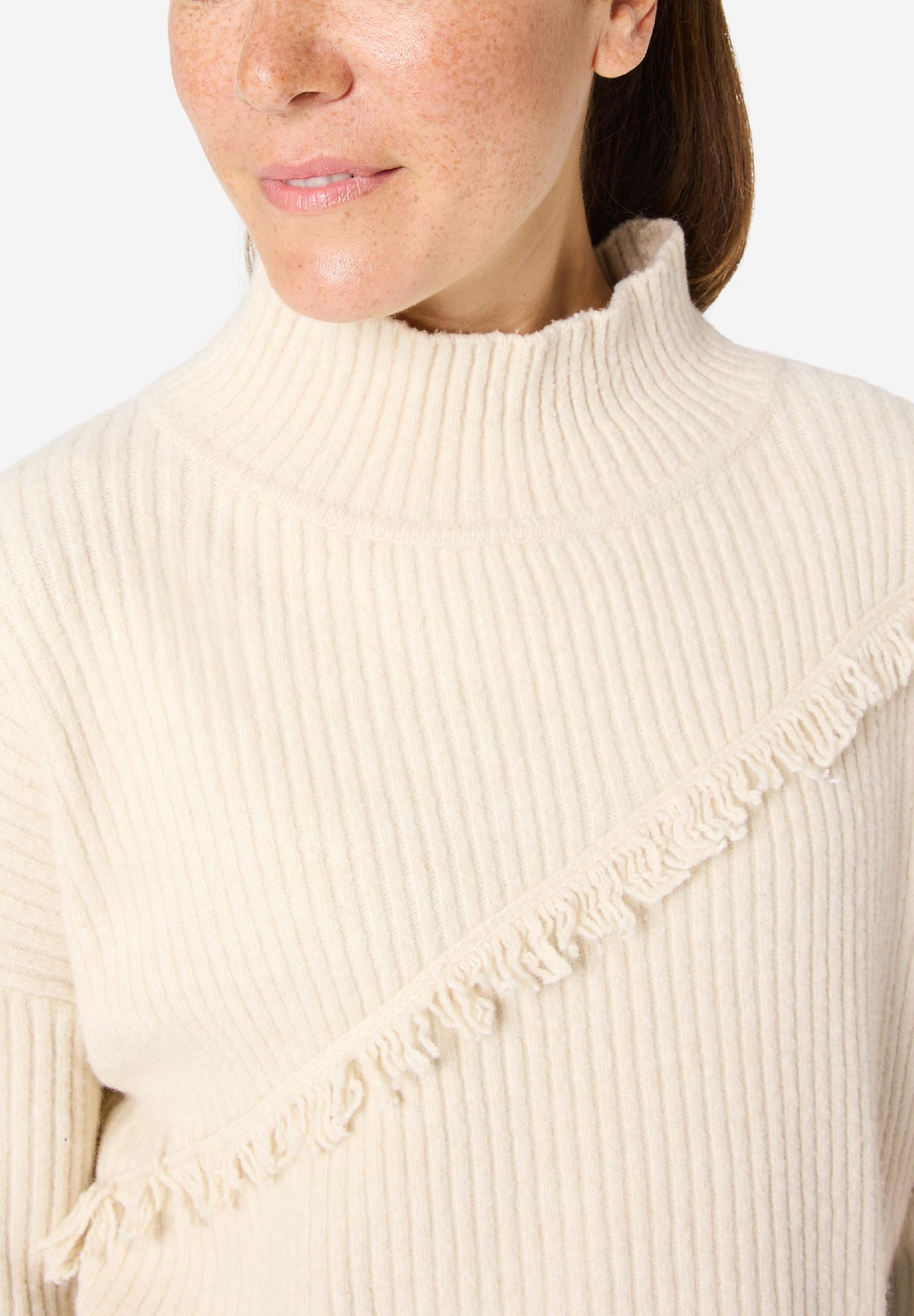 Fringe Mock Neck Pullover