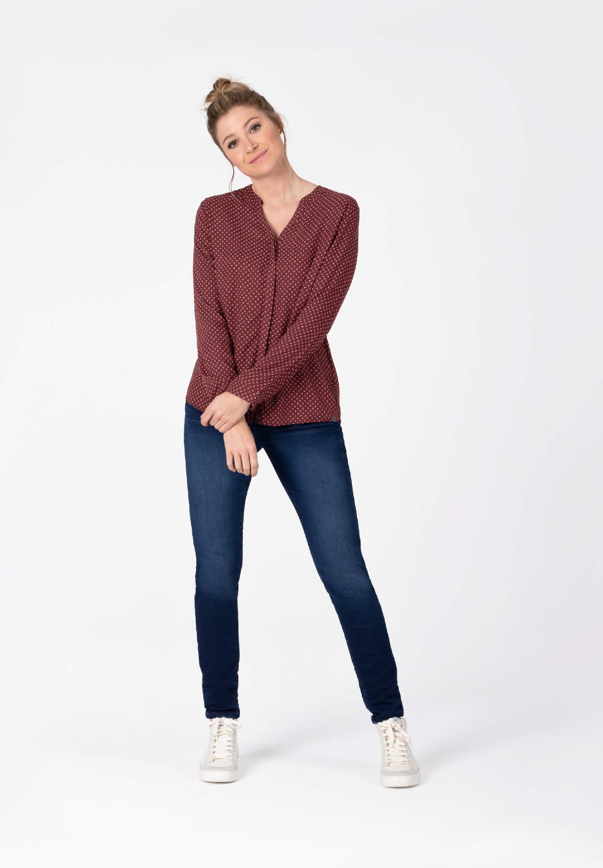 Buttoned Henley Blouse print