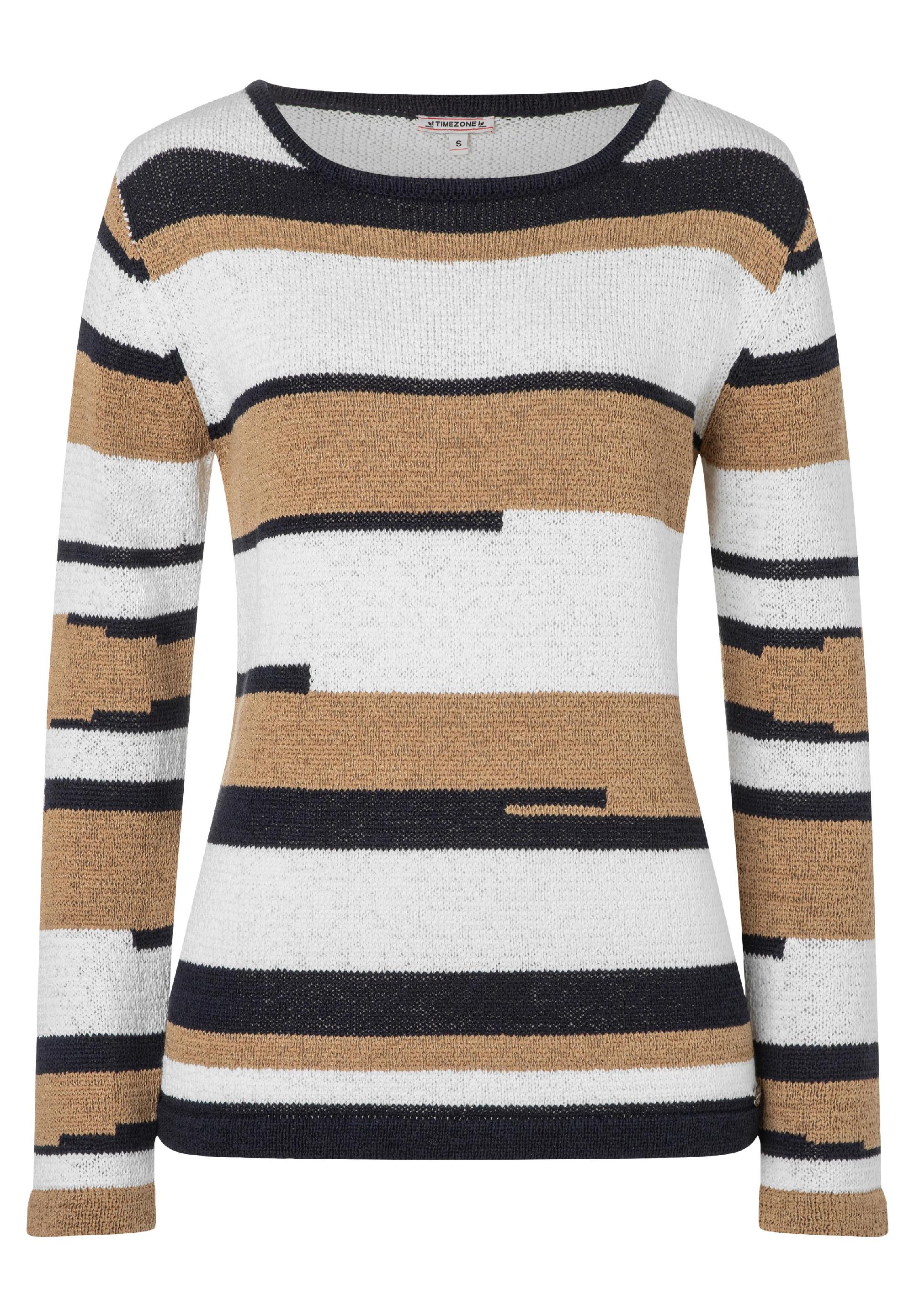 Multistripe Boatneck Pullover patched