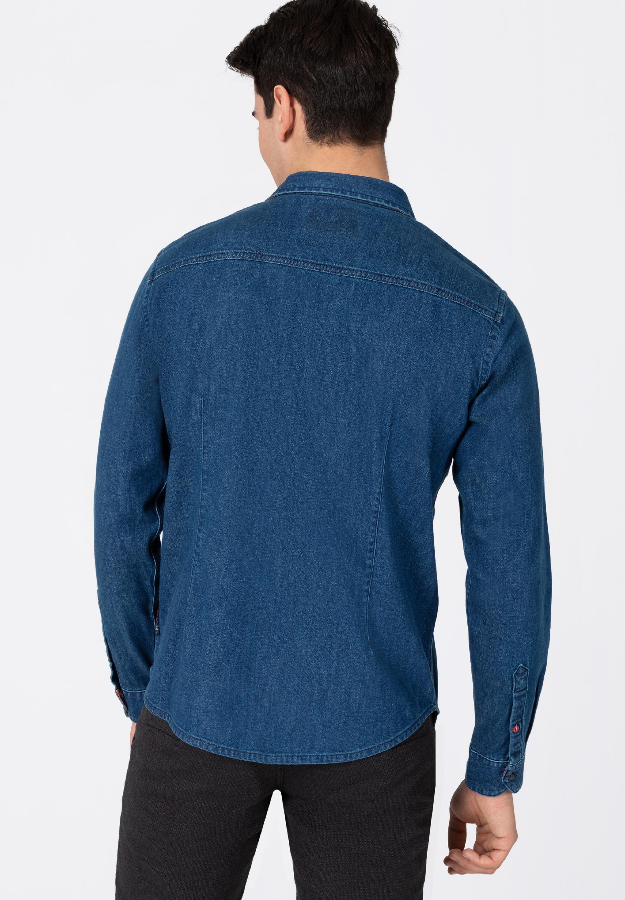 Stretch Denim Shirt -  kent collar