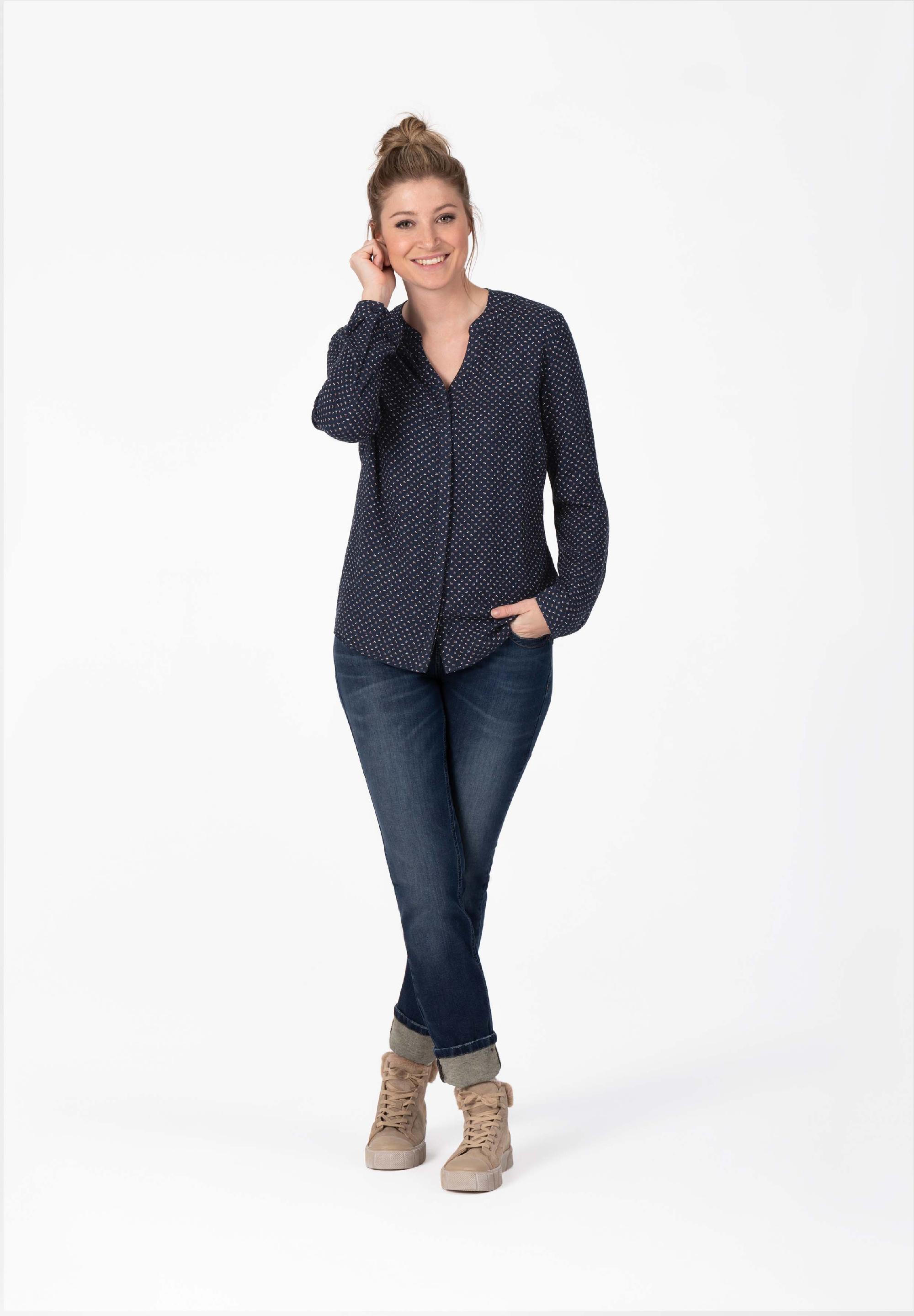 Buttoned Henley Blouse print