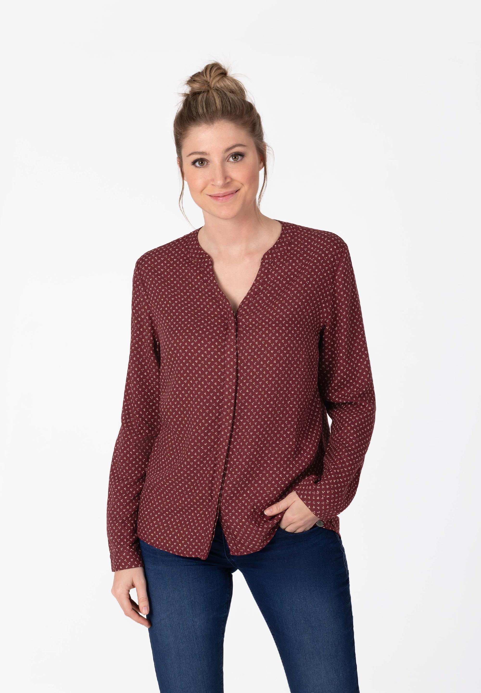 Buttoned Henley Blouse print
