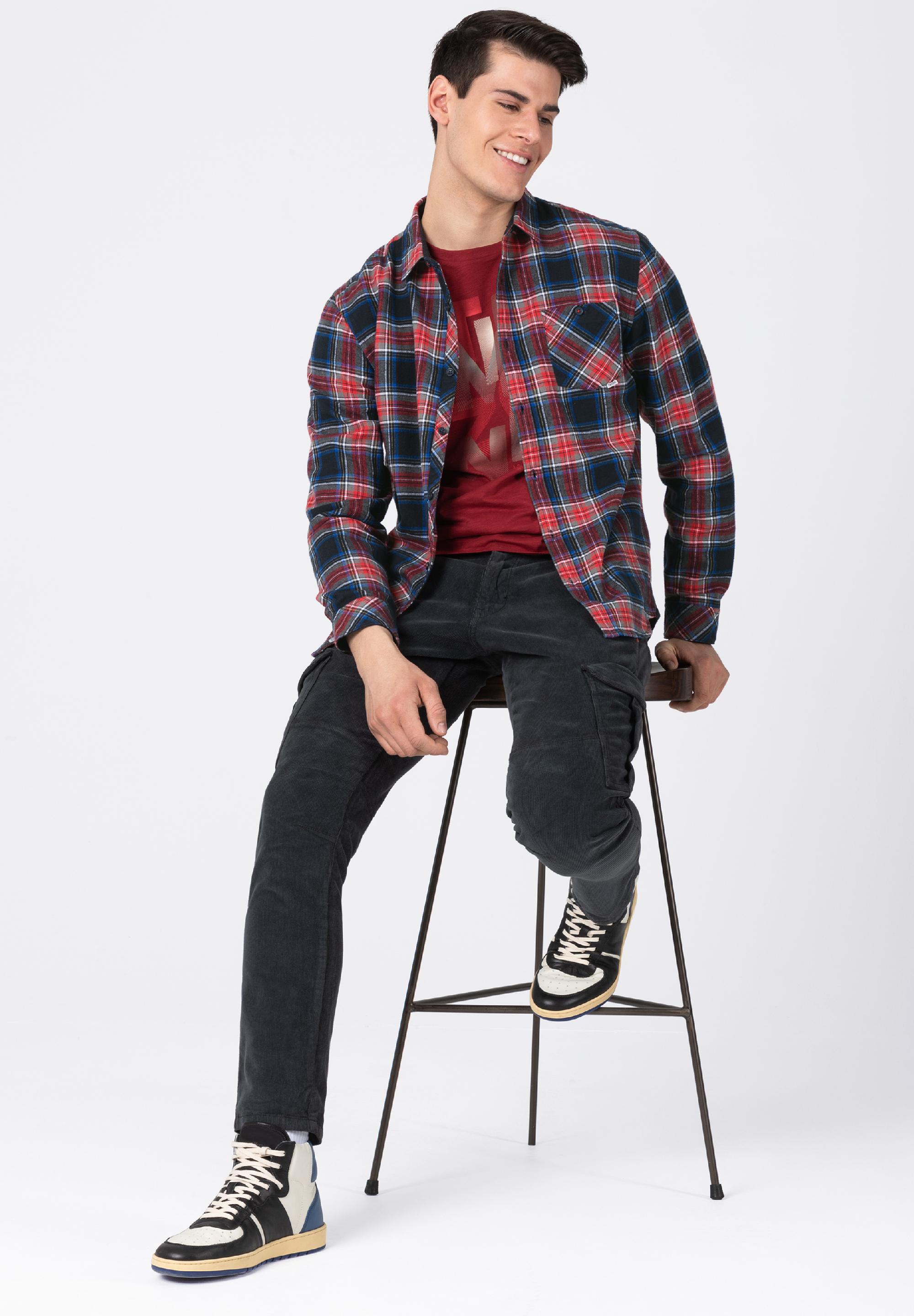 Effect Weave Check Shirt - kent collar