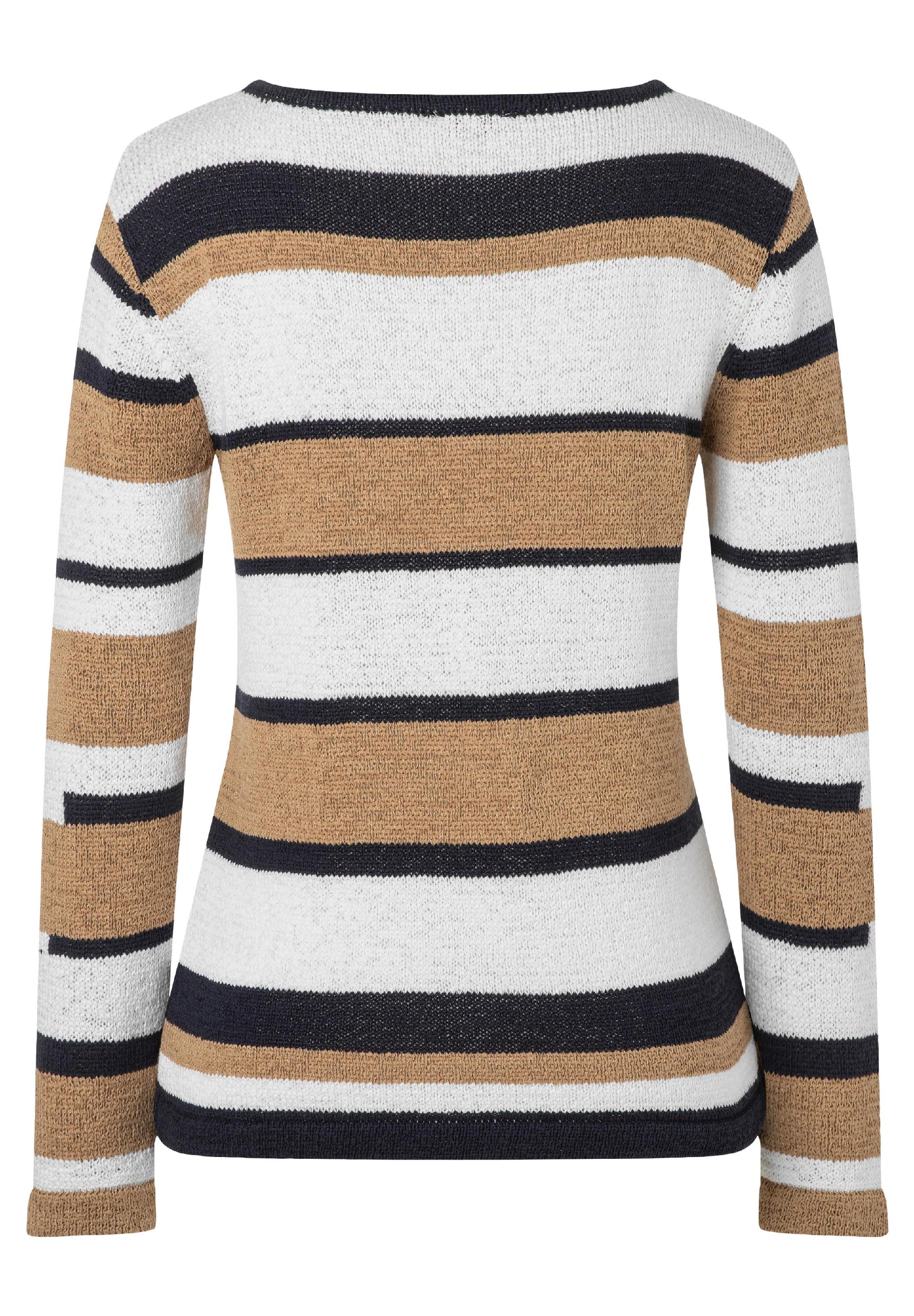 Multistripe Boatneck Pullover patched