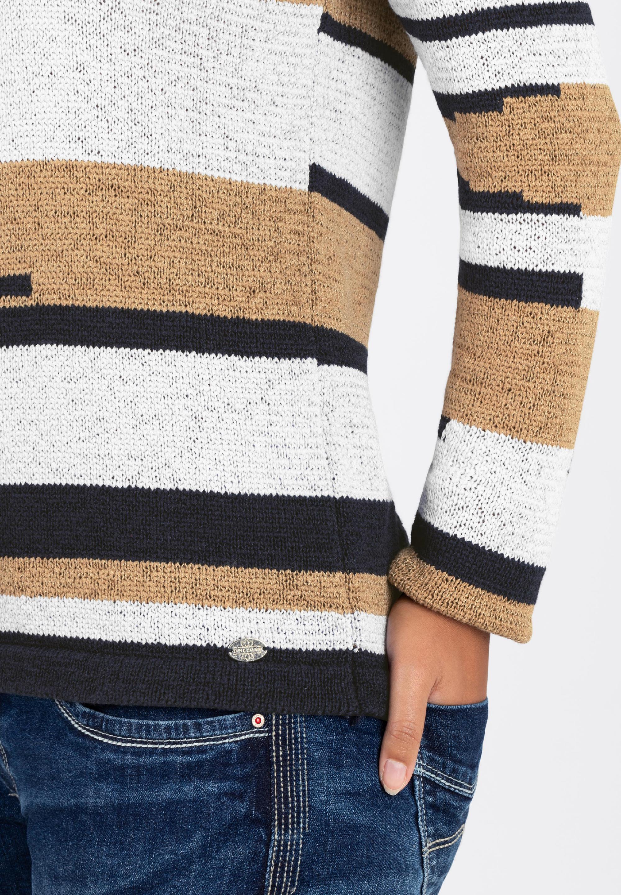 Multistripe Boatneck Pullover patched