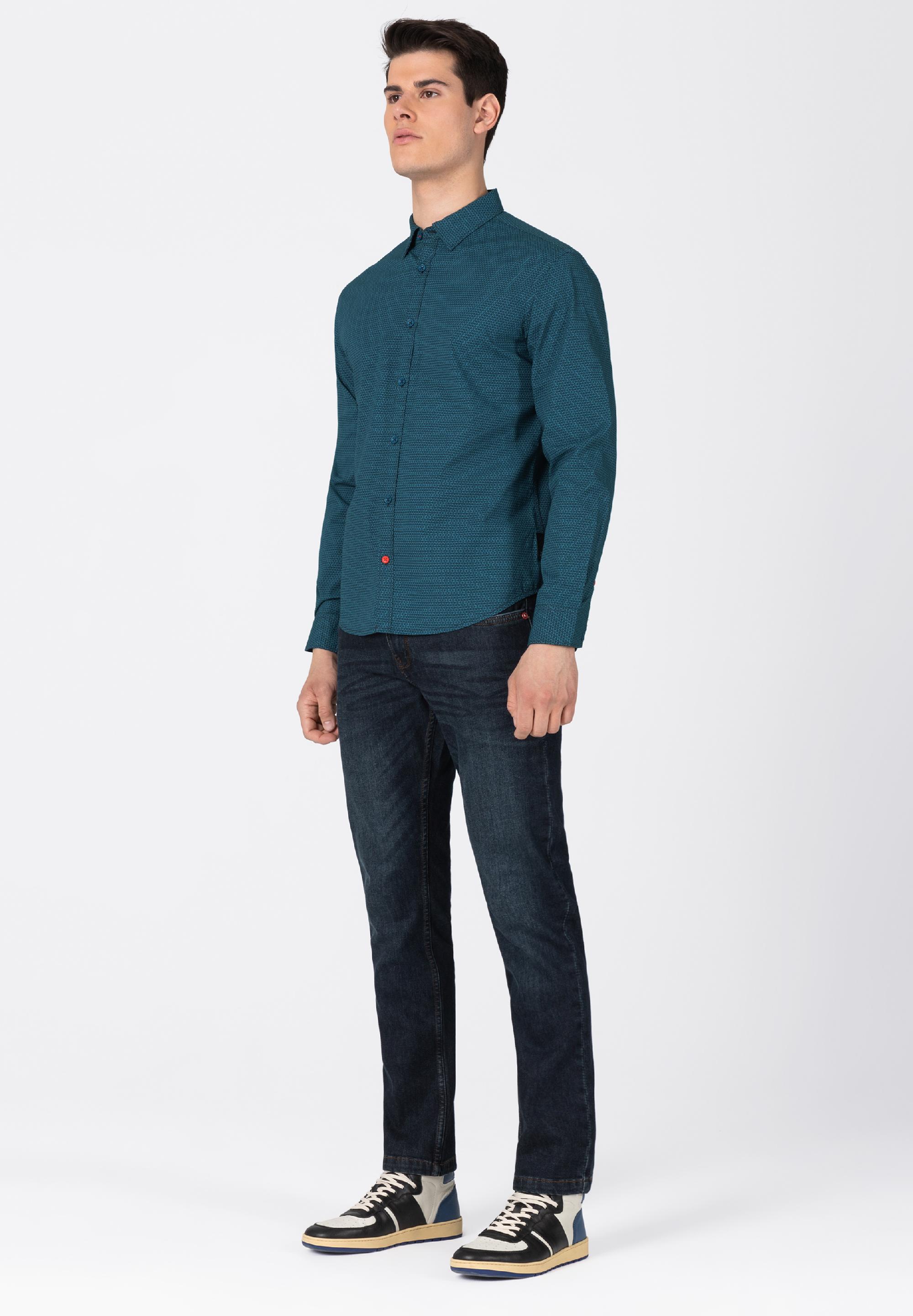 Printed Stretch Shirt - kent collar