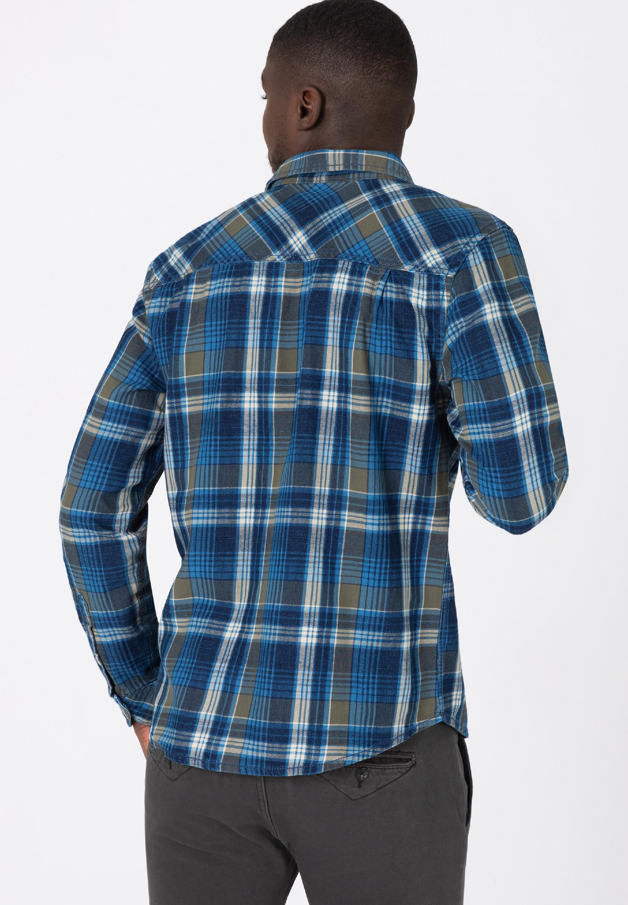 Indigo Check Shirt - kent colllar