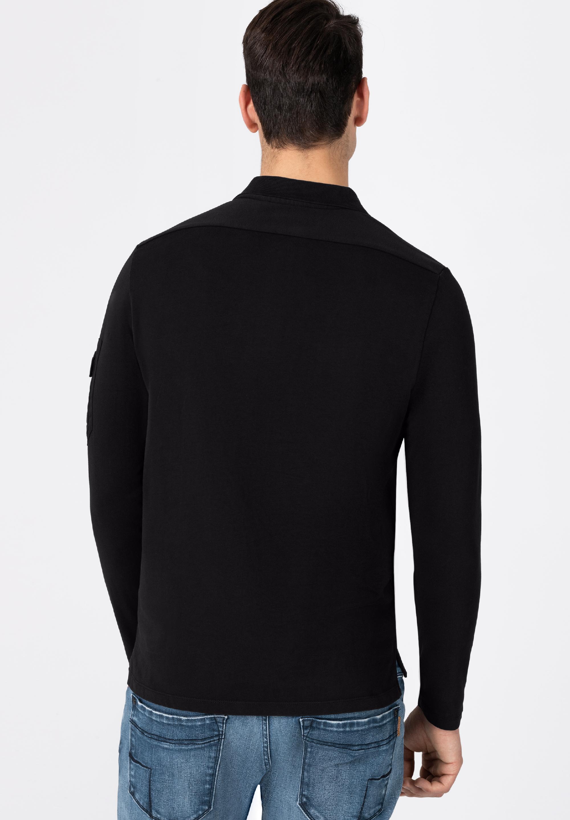Fabric Mix Longsleeve Polo