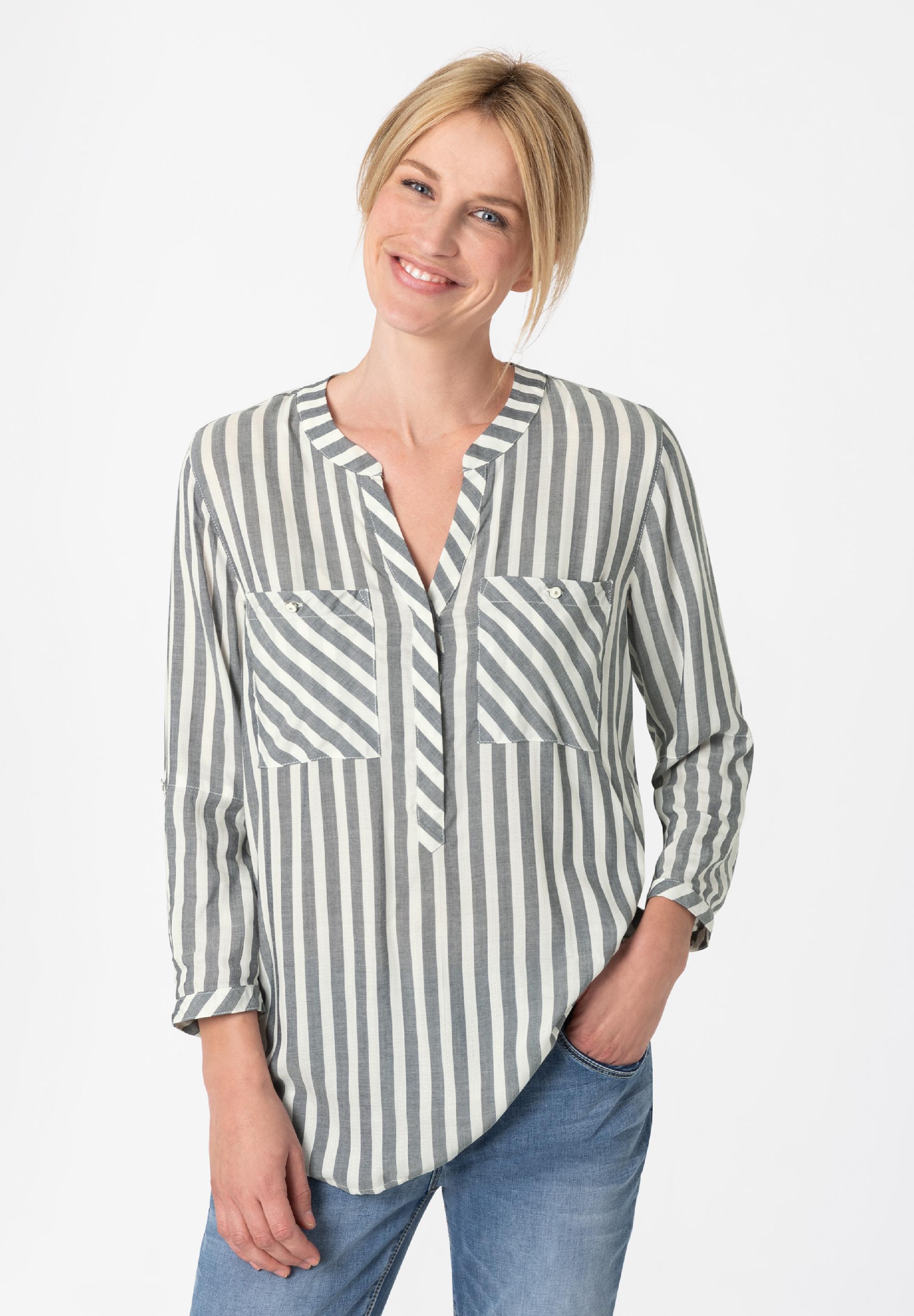 Striped Henley Blouse