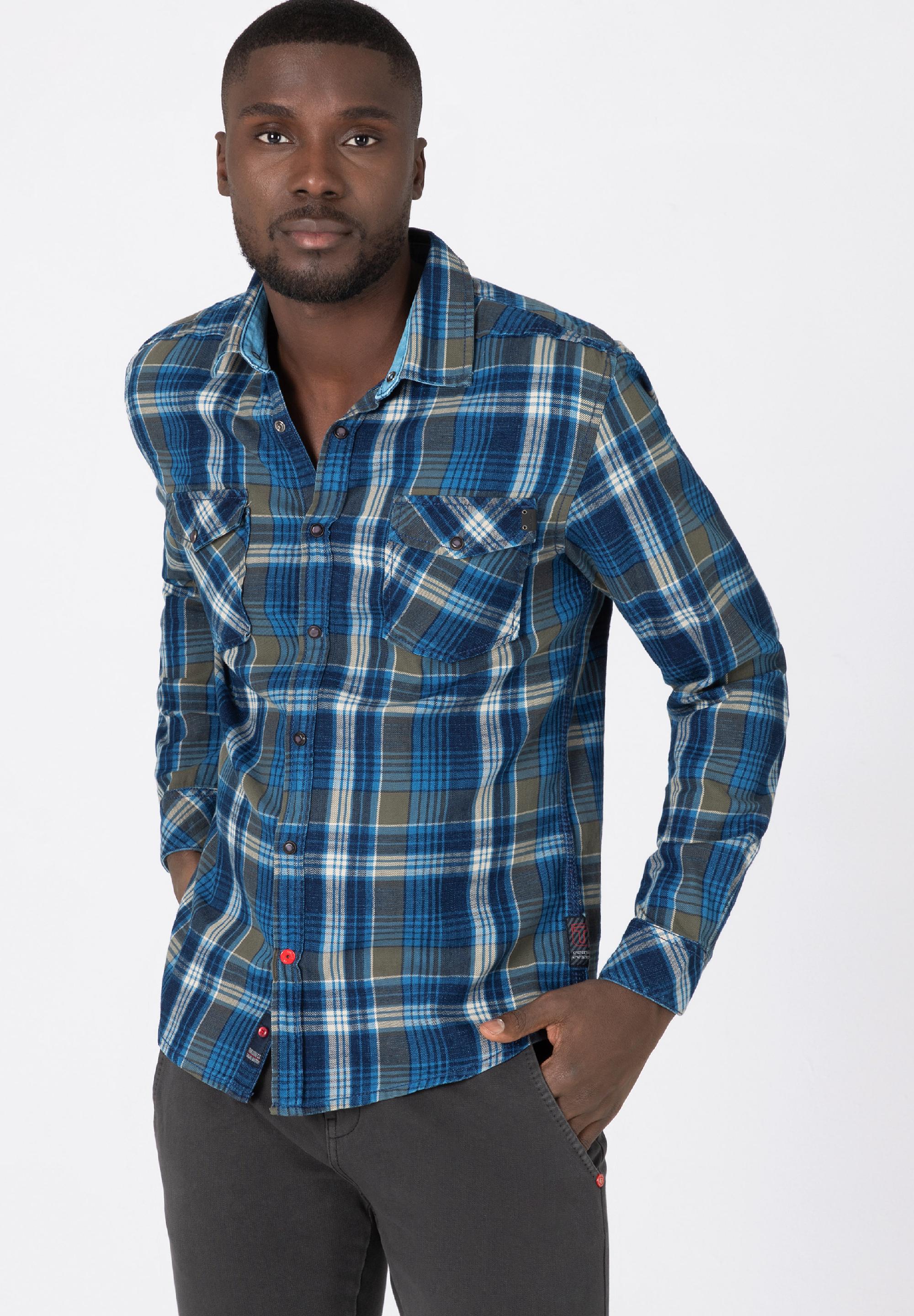 Indigo Check Shirt - kent colllar