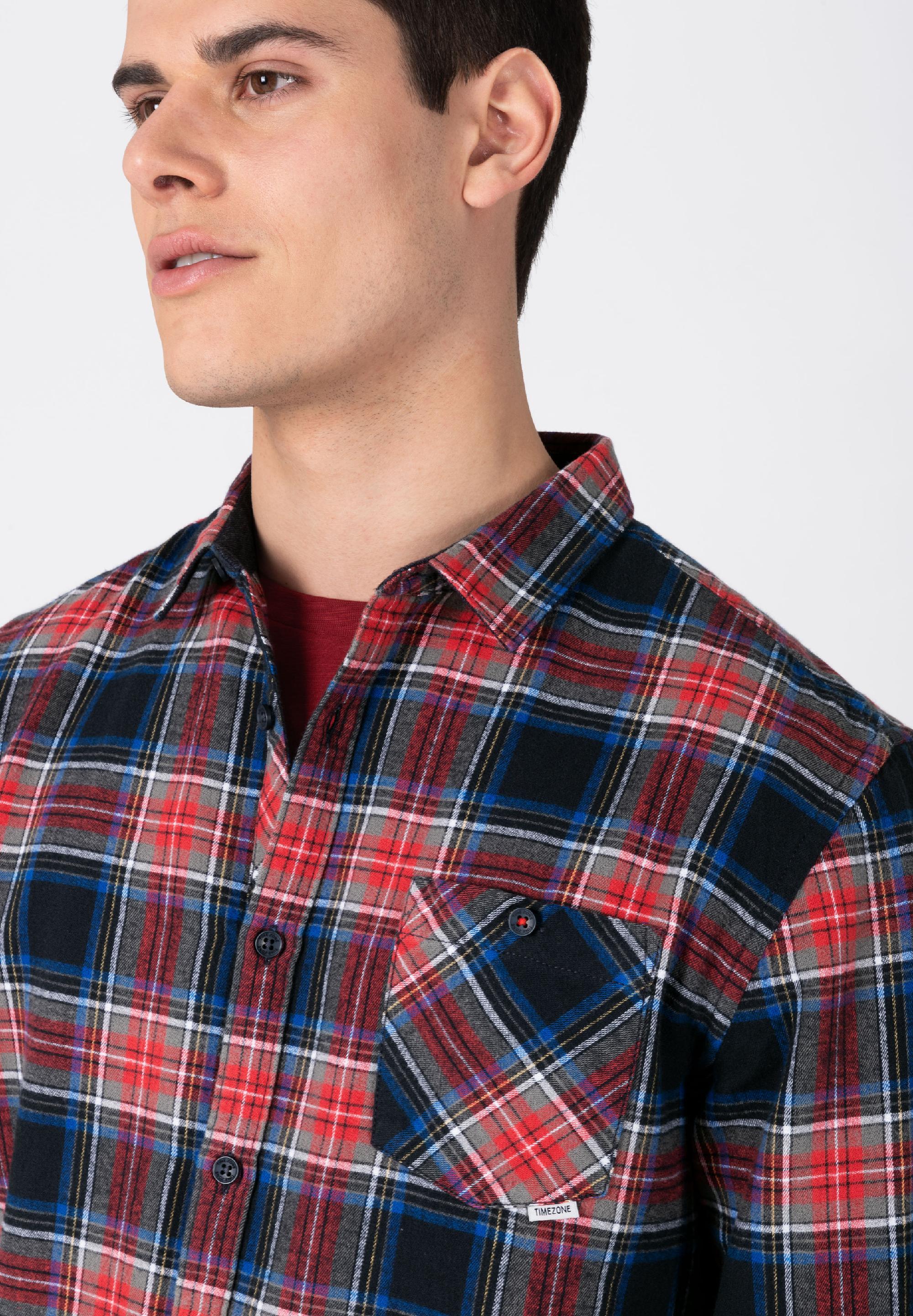 Effect Weave Check Shirt - kent collar