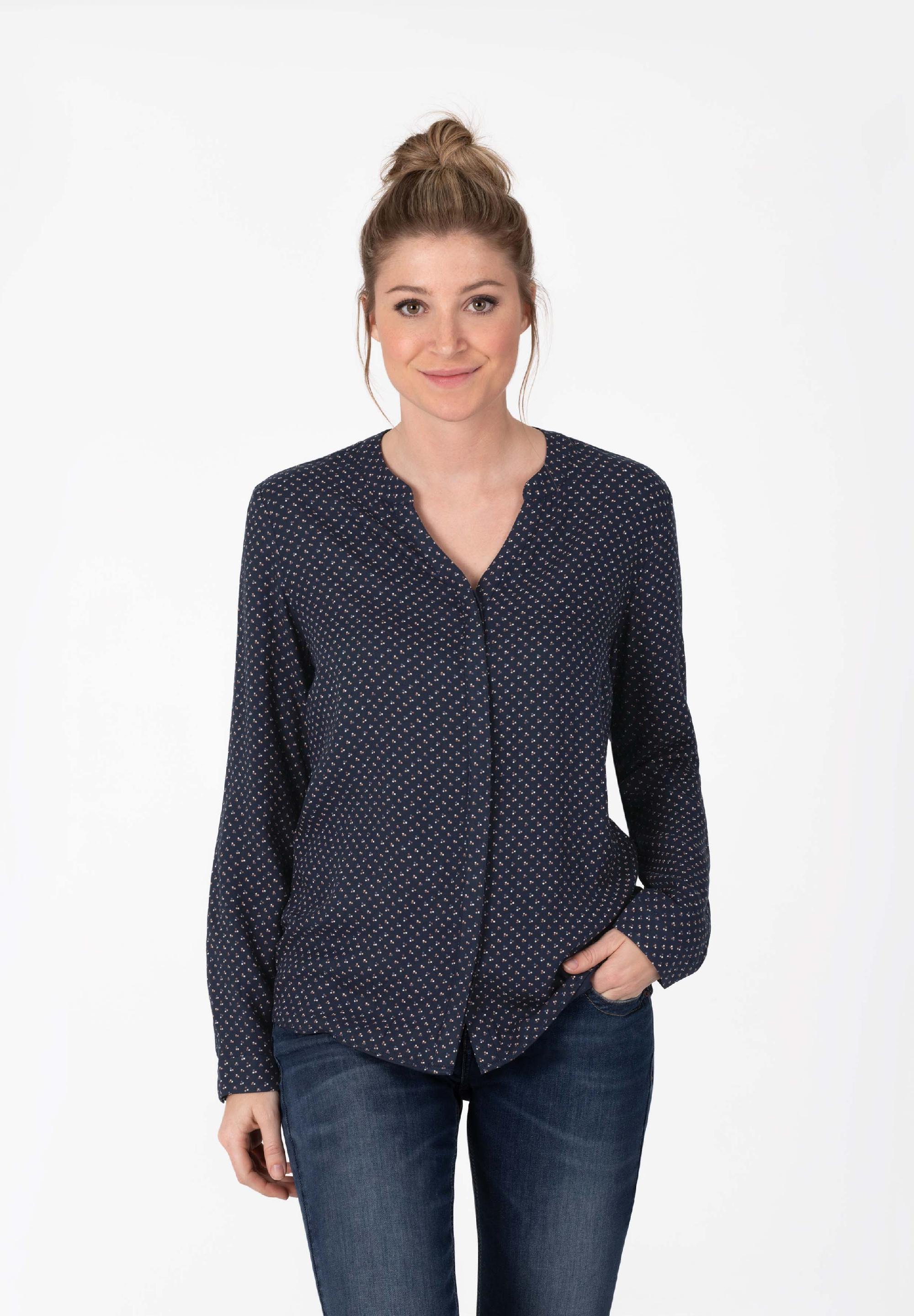 Buttoned Henley Blouse print