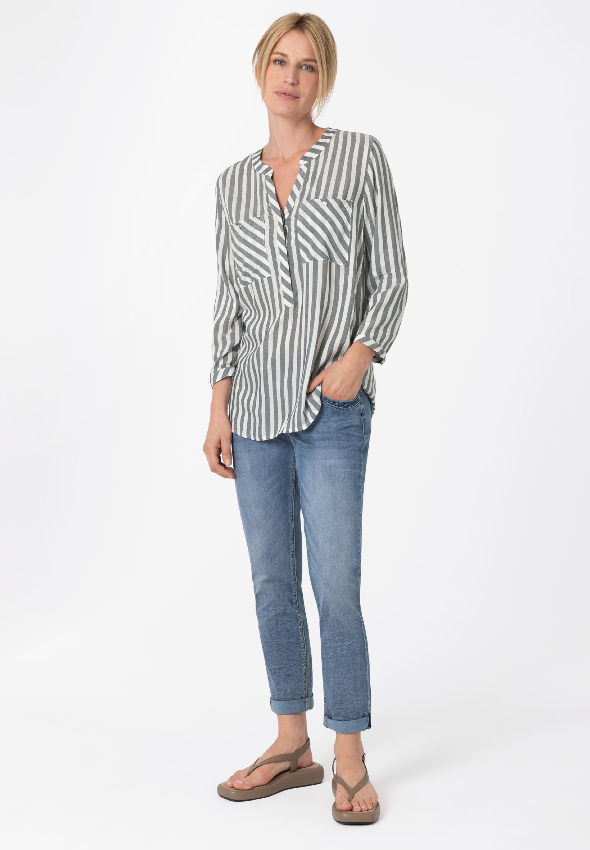 Striped Henley Blouse