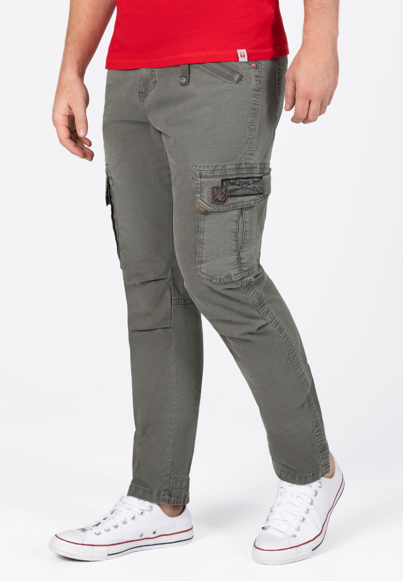 Pantaloni Cargo Uomo TIMEZONE Regular Rogertz, In Cotone Elasticizzato, Vita Media, Slim Legs, Tasche Con Zip - 2