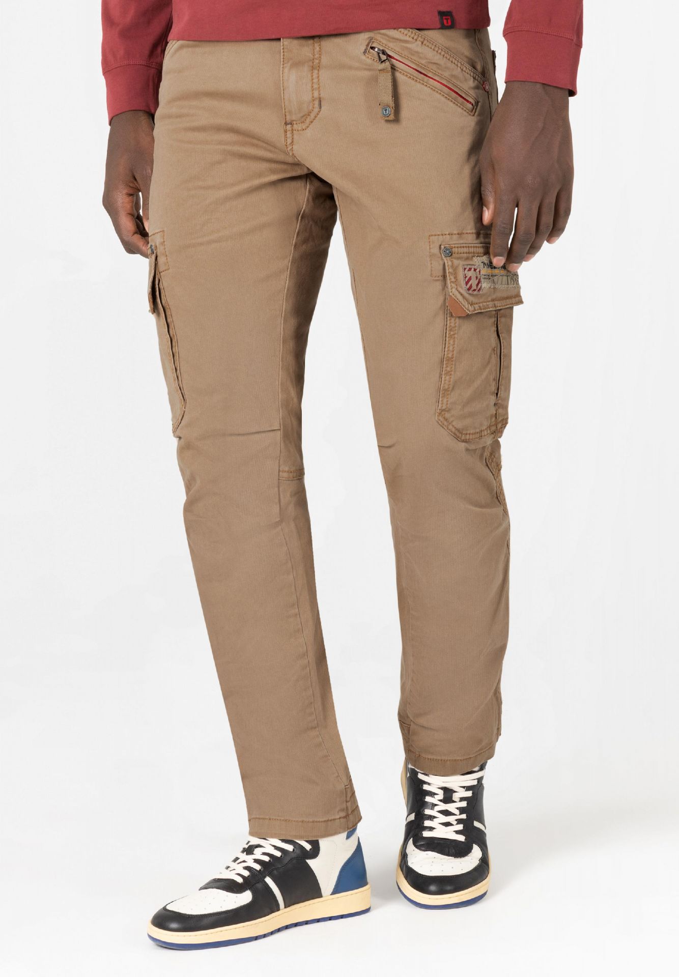 Timezone Regular RogerTZ Pantaloni Cargo Uomo In Cotone Elasticizzato - Verde - Vestibilità Regolare